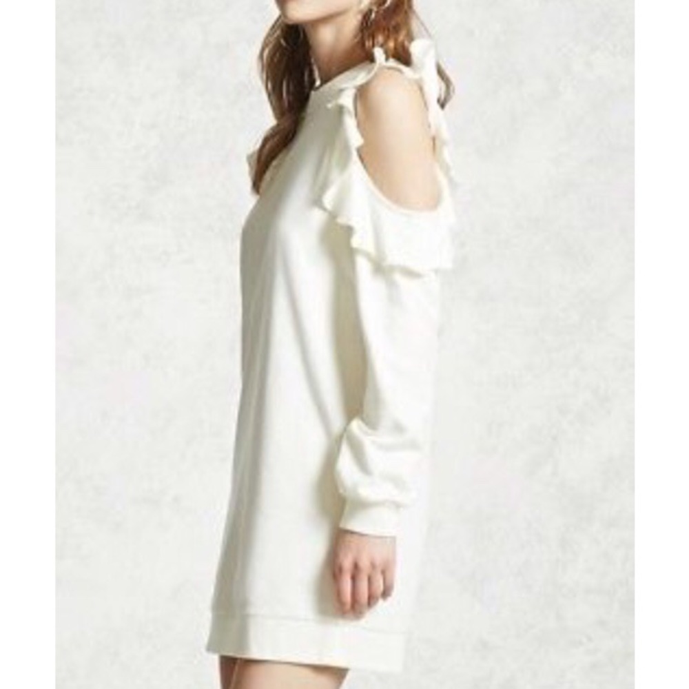 Brand New Forever21 Cream Knit Open Shoulder Dress
